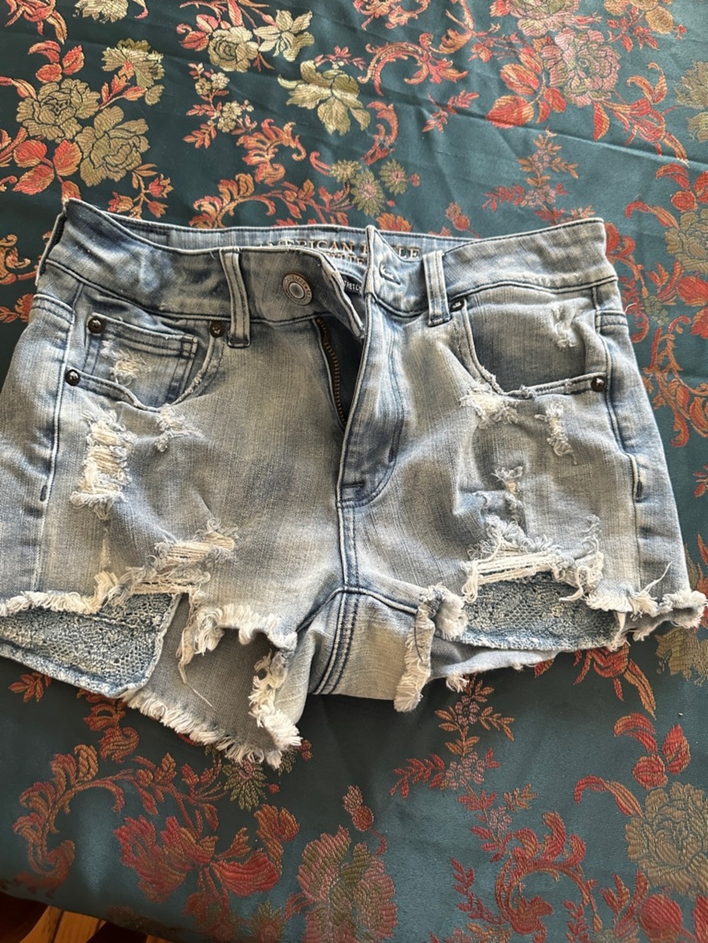 American Eagle Outfitters Light Wash Distressed Denim Shorts